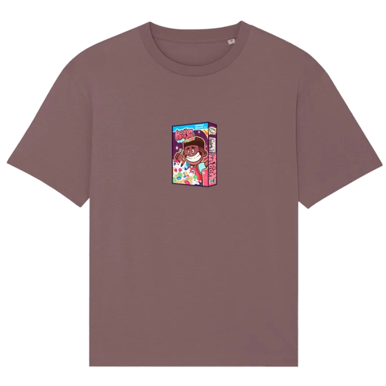 Cereal Box tee brown front